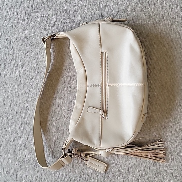 SERETA small beige leather shoulder bag.  Tassel. - Picture 2 of 10